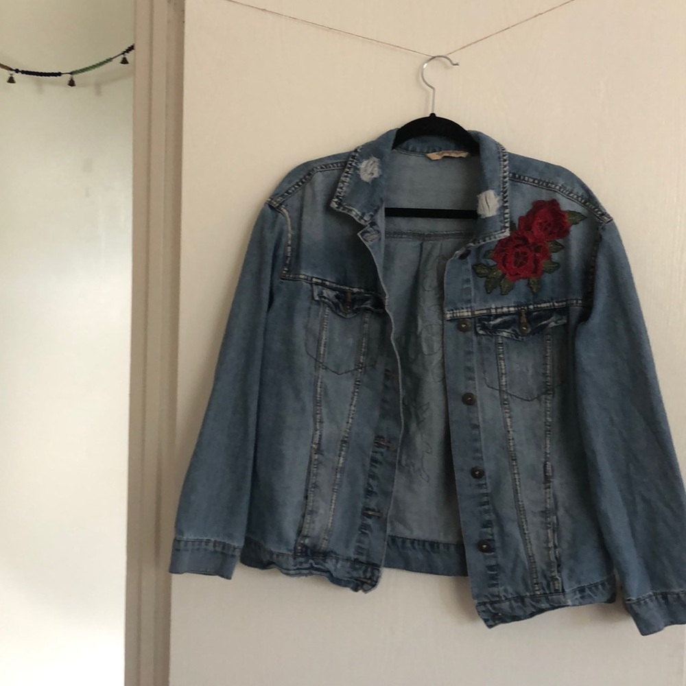 Rose patch Denim Jacket